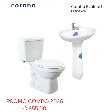 White toilet and pedestal sink combo for residential use.