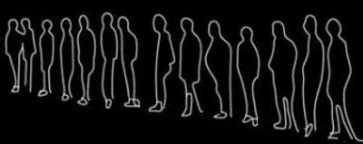 an outline of people standing in line