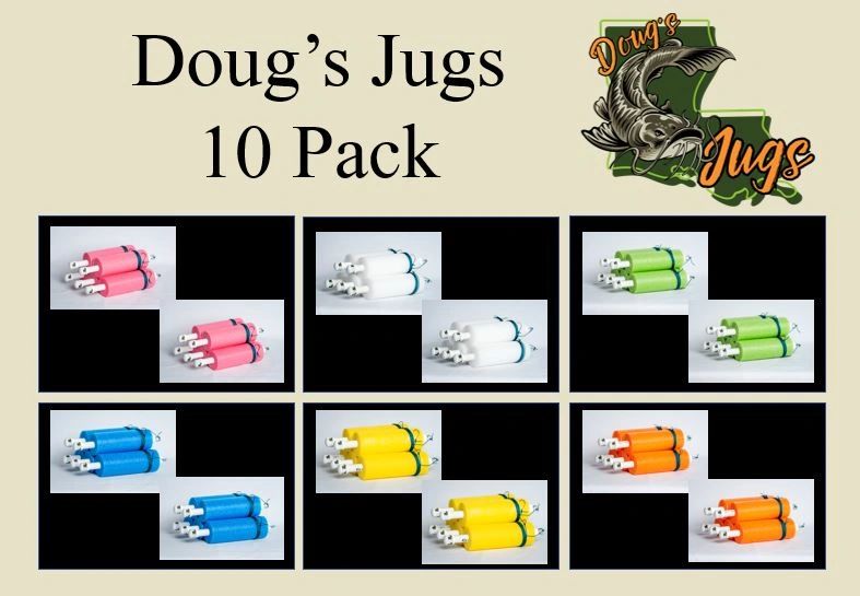 Doug's Jugs - Customizable Fishing Jugs - Set of 10 Ready to Fish