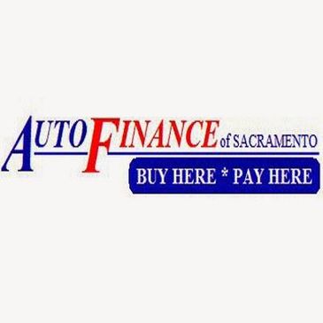 Logo for Auto Finance of Sacramento with a buy here, pay here offer.