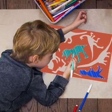 Karty Large Dinosaur Stencils for Kids Extra Thick Includes 20 Large Dinosaur Shapes with Pictures and Info About Each Dinosaur Most Durable Animal