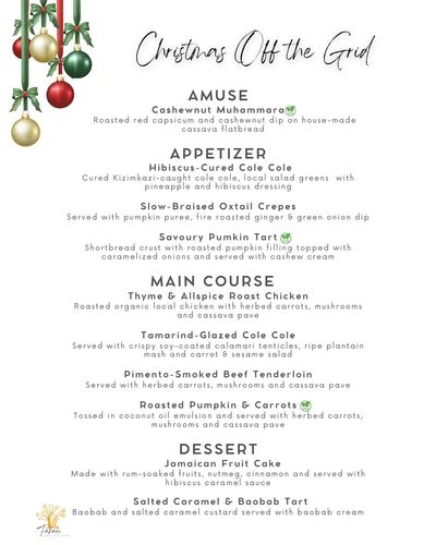 4-course Zanzibar Christmas set menu featuring Jamaican flavours and local ingrdients