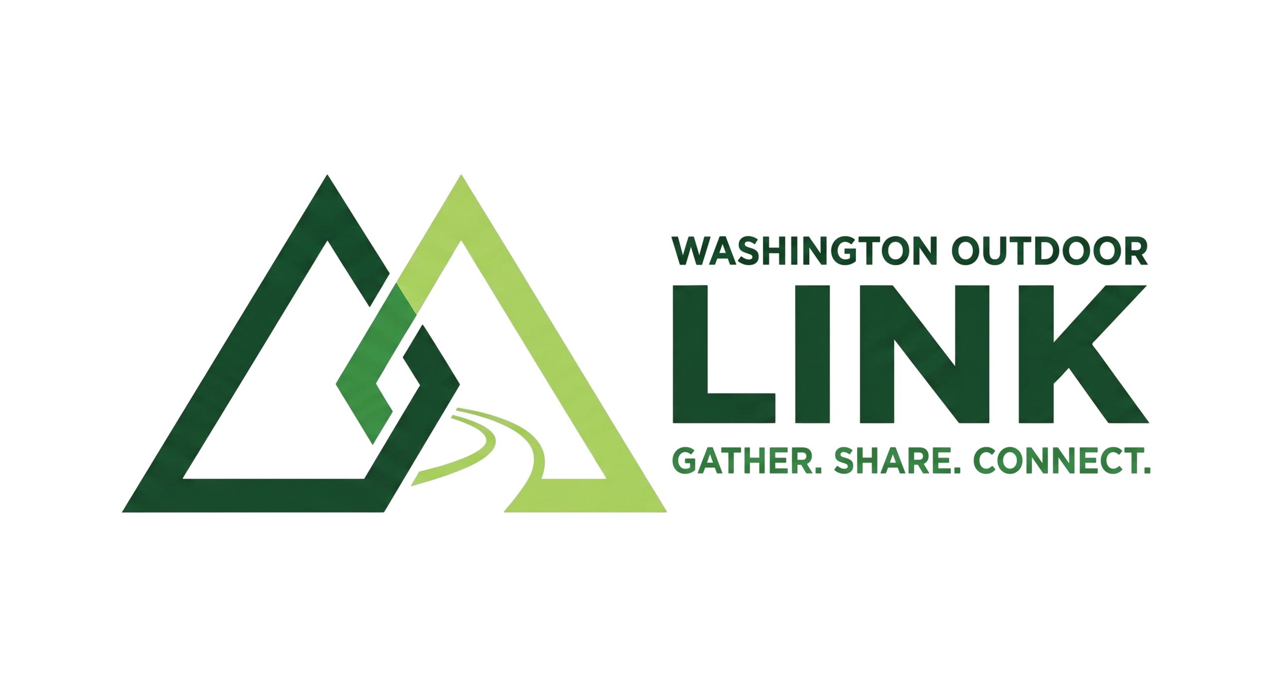 Logo for Washington Outdoor Link with mountain and road design.
