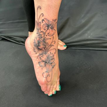 Floral Tattoo and Scar cover up; Yes this was a tattoo walkins request. 