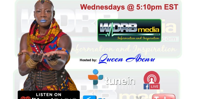 Promotional image for Conversations With Queen Abenu radio show airing Wednesdays at 5:10pm EST.