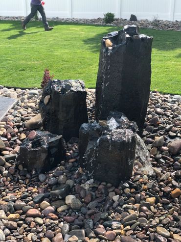 Basalt rock Water feature, Pondless water feature