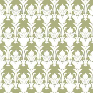 Damask - White on Floral Green