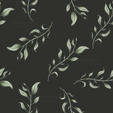 Elegant green leafy branches on a dark background.