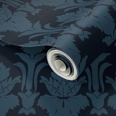 Dark blue damask wallpaper