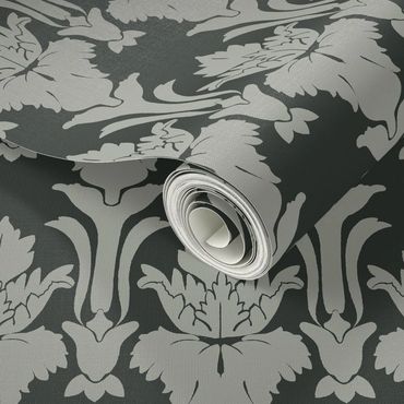 Shades of green damask wallpaper