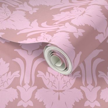 Pink damask wallpaper