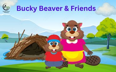 Bucky Beaver and Mom at the river