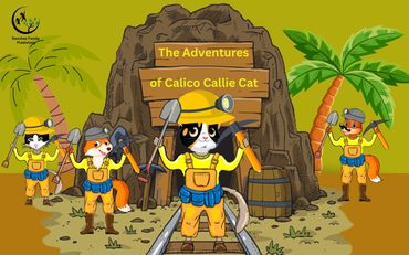 Calico Callie Cat and Friends in front of the Mine