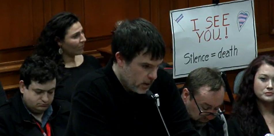 Resident Tom Marino at Worcester's city council meeting during the public speaking portion Resident Tom Marino at Worcester's city council meeting during the public speaking portion