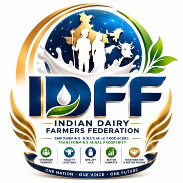 Logo of Indian Dairy Farmers Federation promoting rural prosperity.