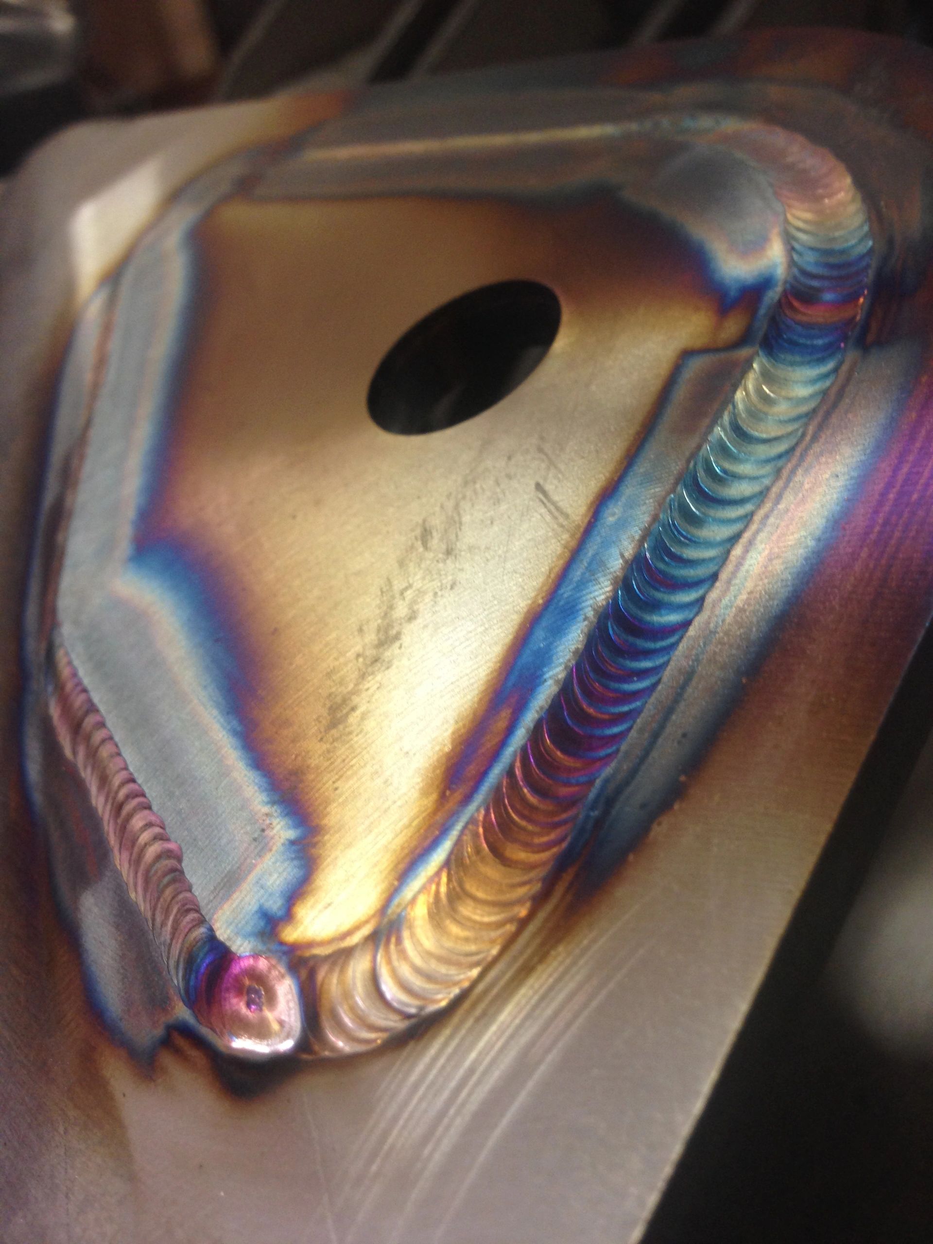 Nice TIG welding on a steel plate