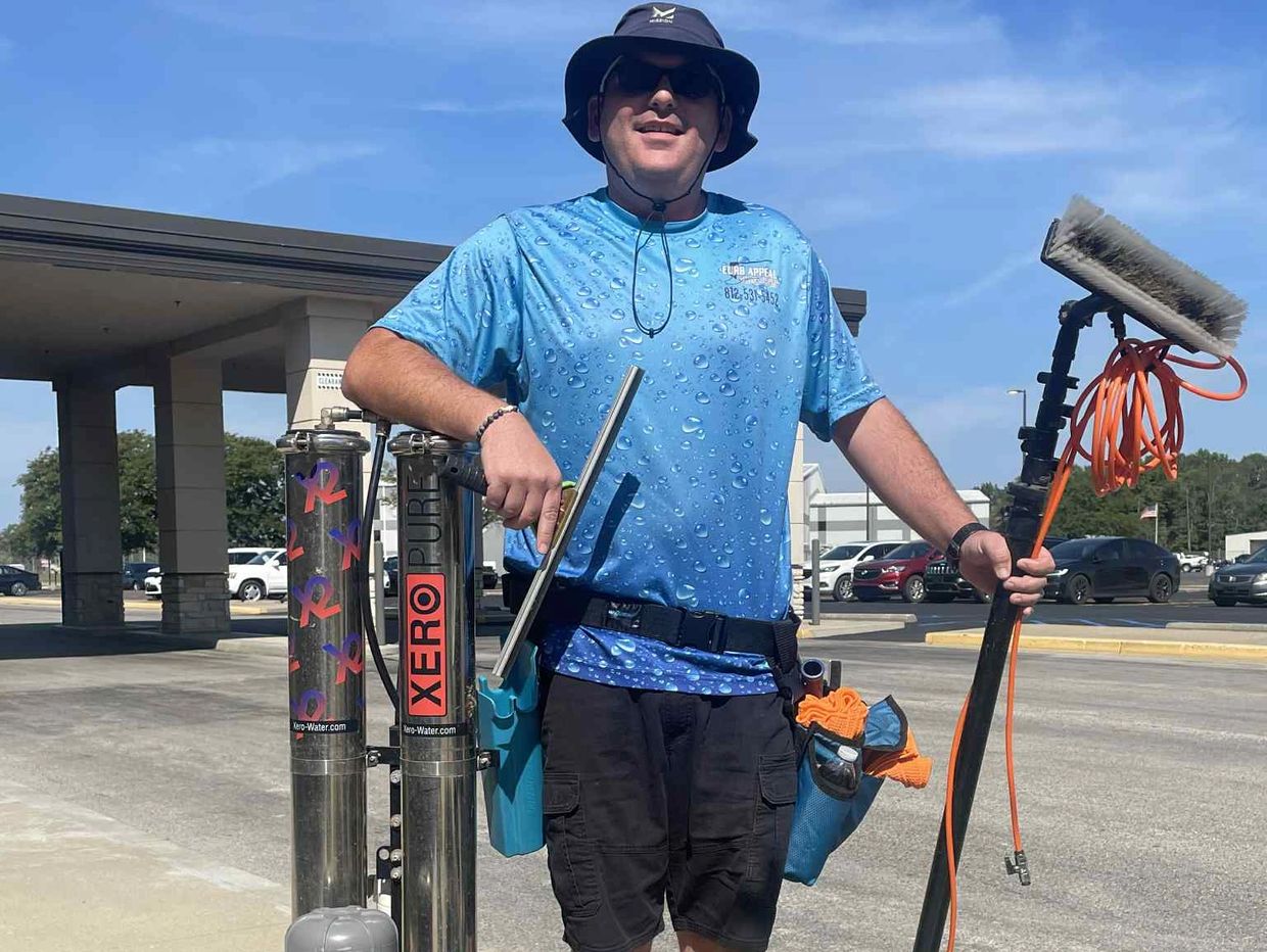 PowerWash Josh is on site for some Commercial Window Cleaning in Terre Haute, Indiana. 