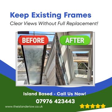 Before and after double glazing foggy glass repair