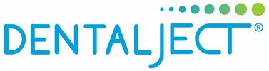 DentalJect logo with blue text and green dots.