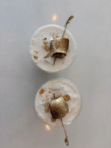 Areial view of drinks.