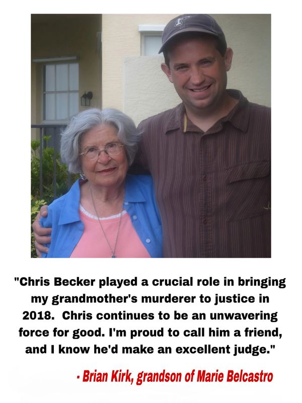 A smiling elderly woman and a man stand together, sharing a warm moment.