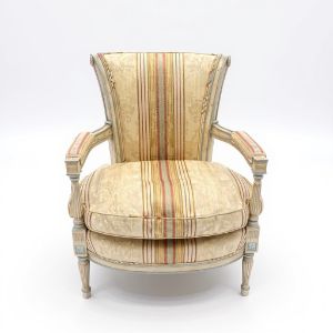 French Armchairs/Ivory and Light Wood 2 Pieces