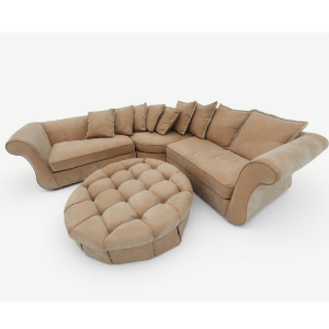 Curved Sectional With Round Ottoman