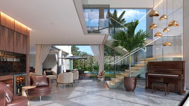 3D ,Projeto Arquitetônico, interiores, pé direito duplo
