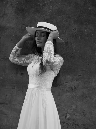 Delicate lace and chiffon gown