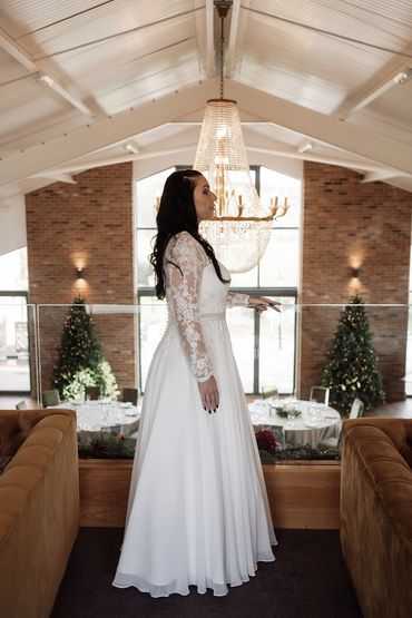 Delicate lace and chiffon gown