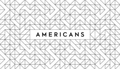 Text 'AMERICANS' with geometric pattern background.