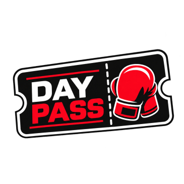 A day pass ticket with a red boxing glove image.