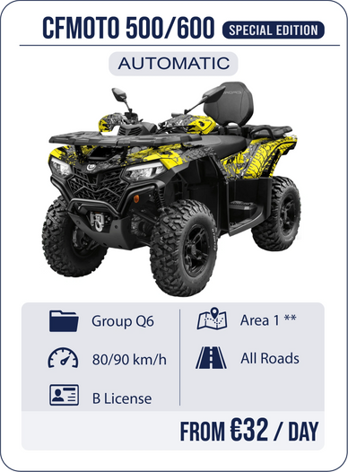 Quad hire Stalis Crete, quad mieten, location quad, free hotel delivery, no hidden extras special