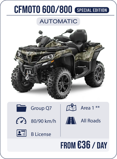 the biggest atv you can hire in stalis heronissos or malia with car driving lisence under 18 or 20