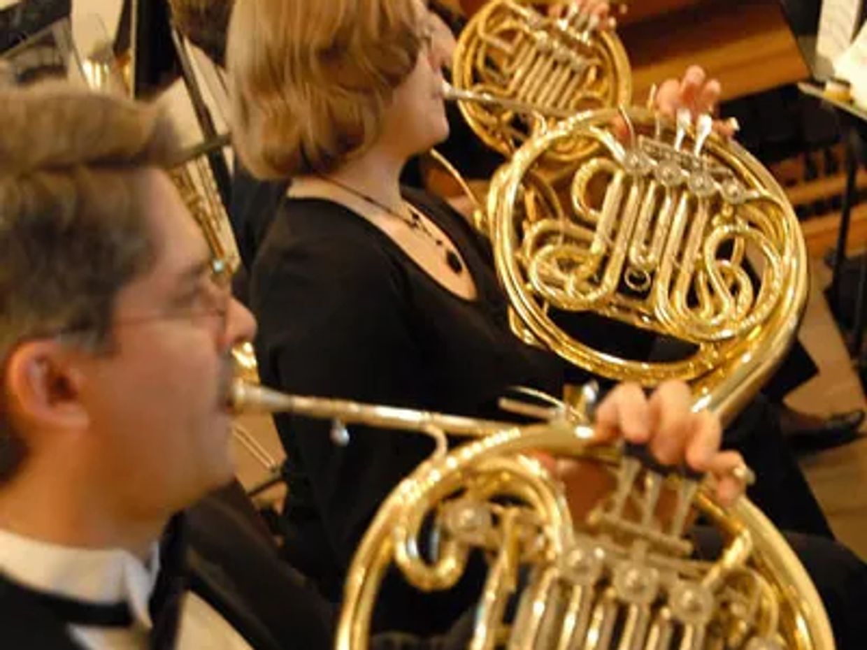 BJSO Horn Section above a list of the musicians in the orchestra