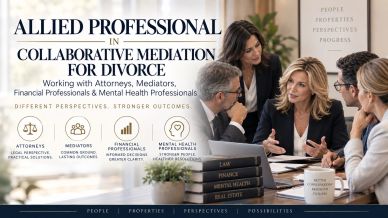 Team collaborating on professional mediation for divorce.