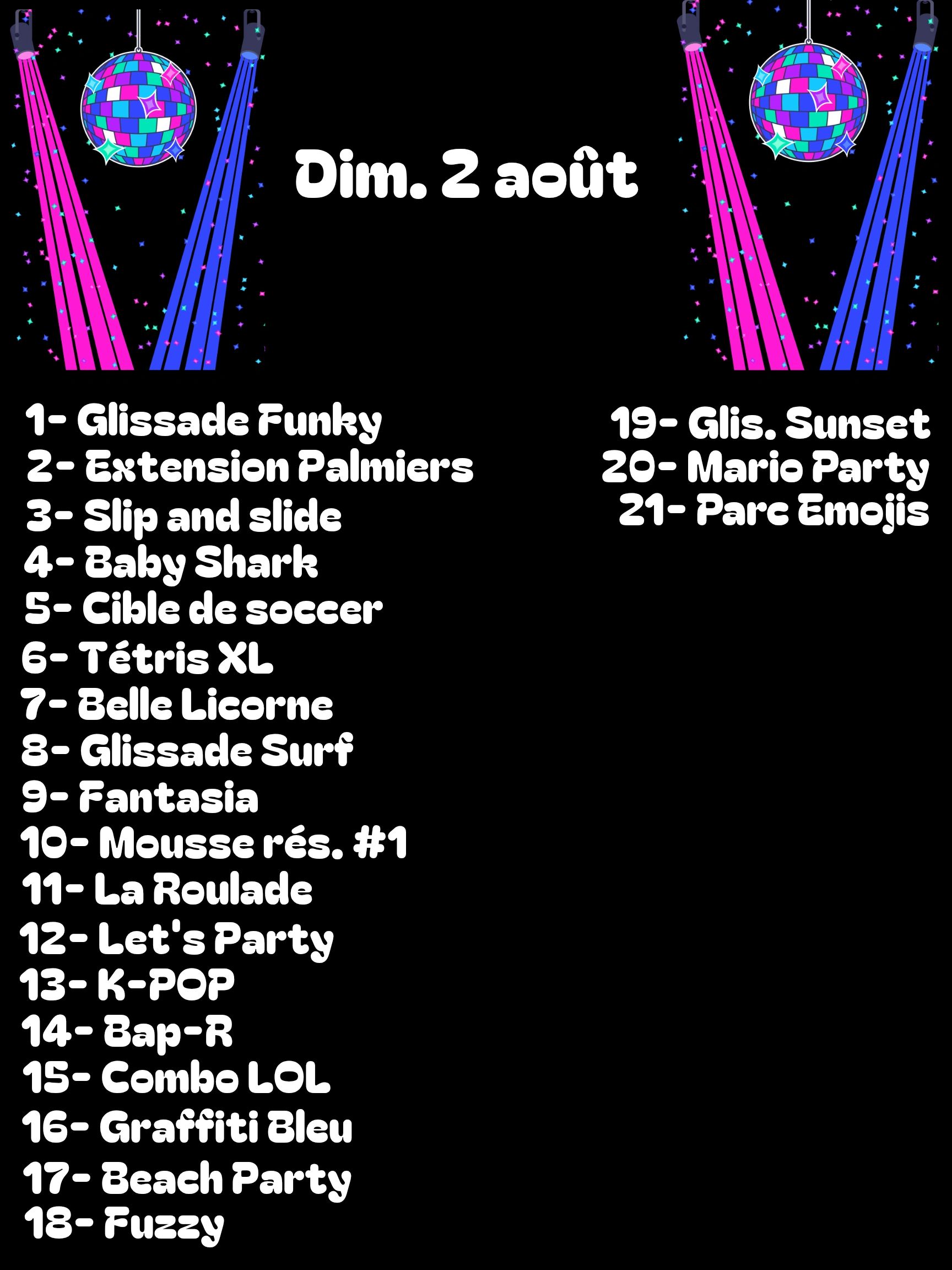 Liste d'activités et de jeux pour le 2 août.