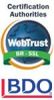 Certification logos of WebTrust, BIR, and BDO.