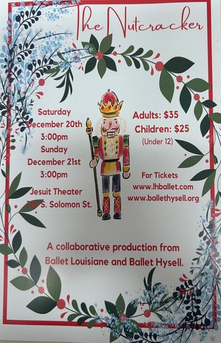 Sun.
https://neworleans.boldtypetickets.com/events/175978577/the-nutcracker