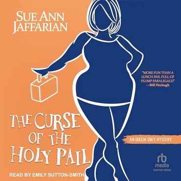 Book cover with a silhouette of a woman holding a pail, titled 'The Curse of the Holy Pail'.