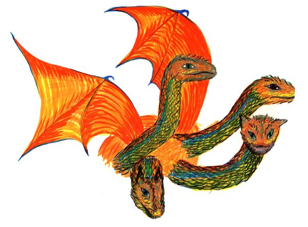 Cody and the Dragon - yellowish happy dragon