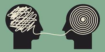 Two heads connected, showing confusion and clarity.