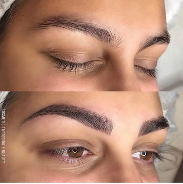 before and after eyebrow tattooing/ eyebrow microblading.