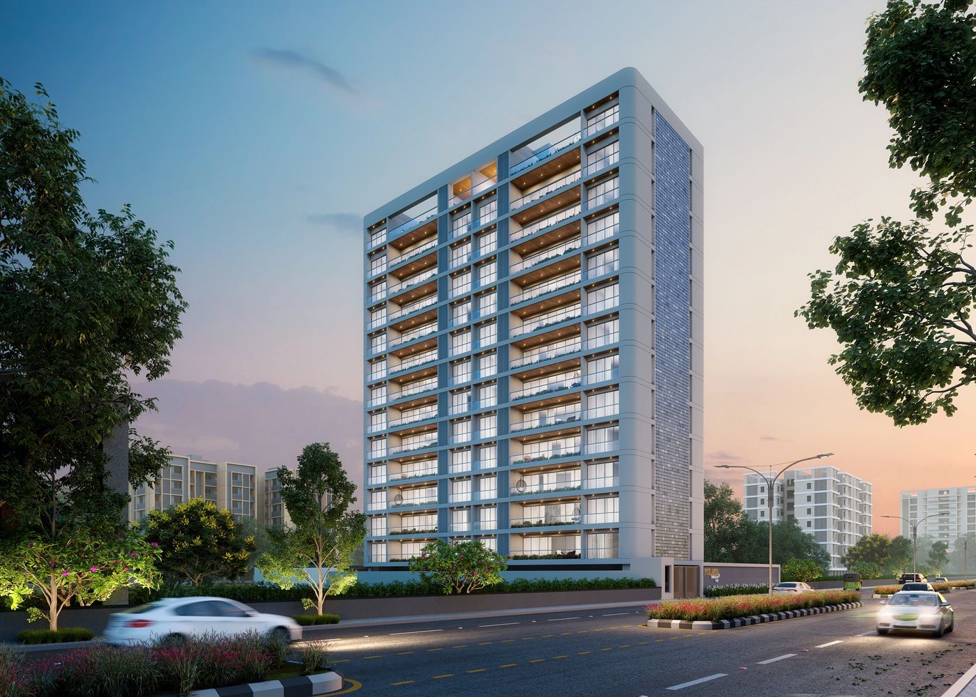 Polaris, rising 13 floors with 24 - 4B2HK Luxury apartments in Sevasi, Vadodara by Swaran Raga 