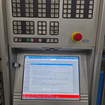 Machine control panel with error messages on screen