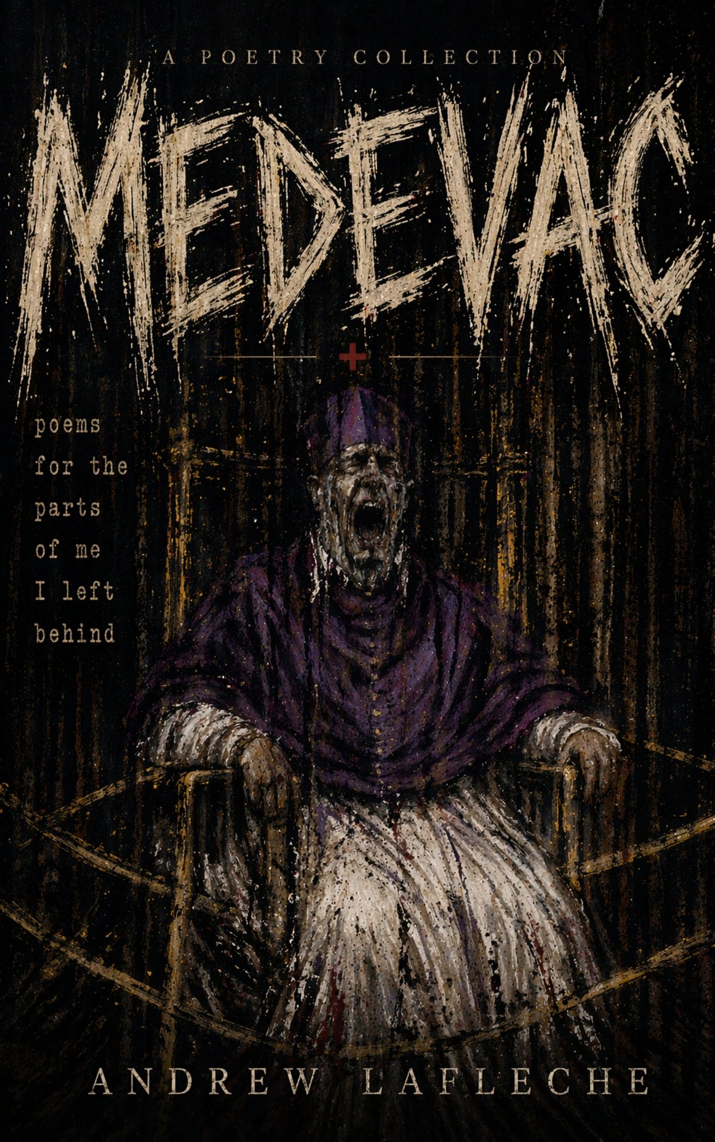 A composite image of a book cover that shows a Study after Velázquez’s Portrait of Pope Innocent X