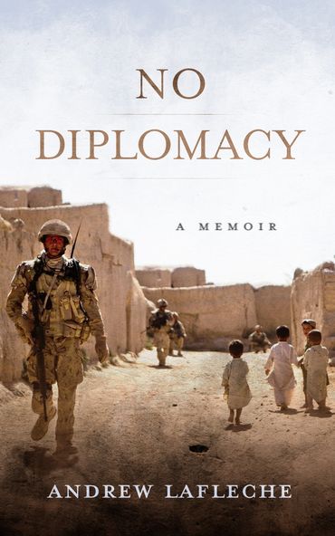 A composite image of a book cover that shows a soldier patrolling Panjwayi District, Afghanistan.