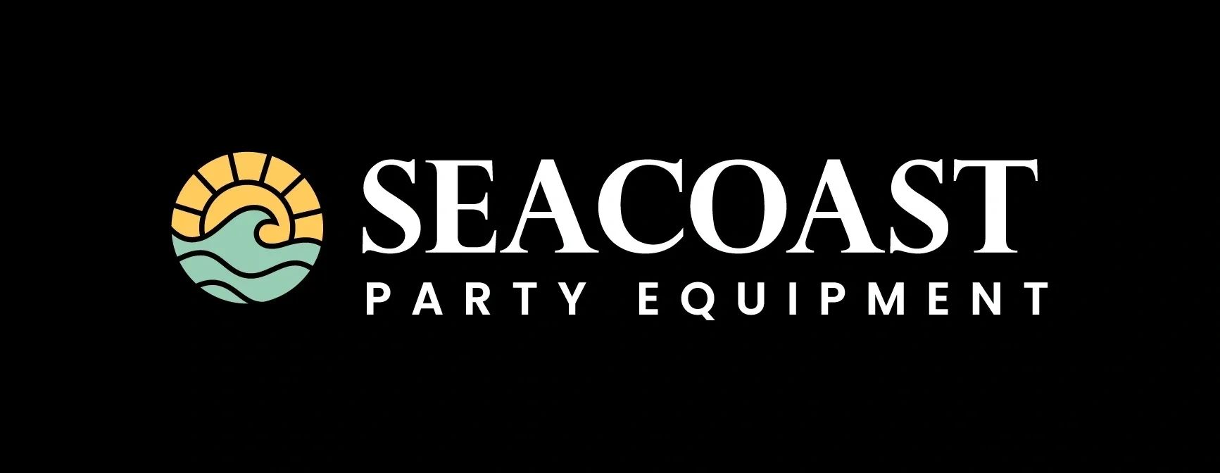 Logo for Seacoast Party Equipment with a sun and wave design.