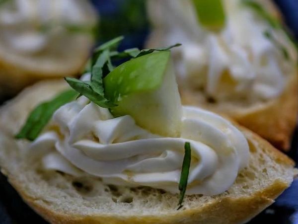 Basil & goat cheese bruschetta, Bristol Catering Louisville Kentucky, perfect for weddings and passe