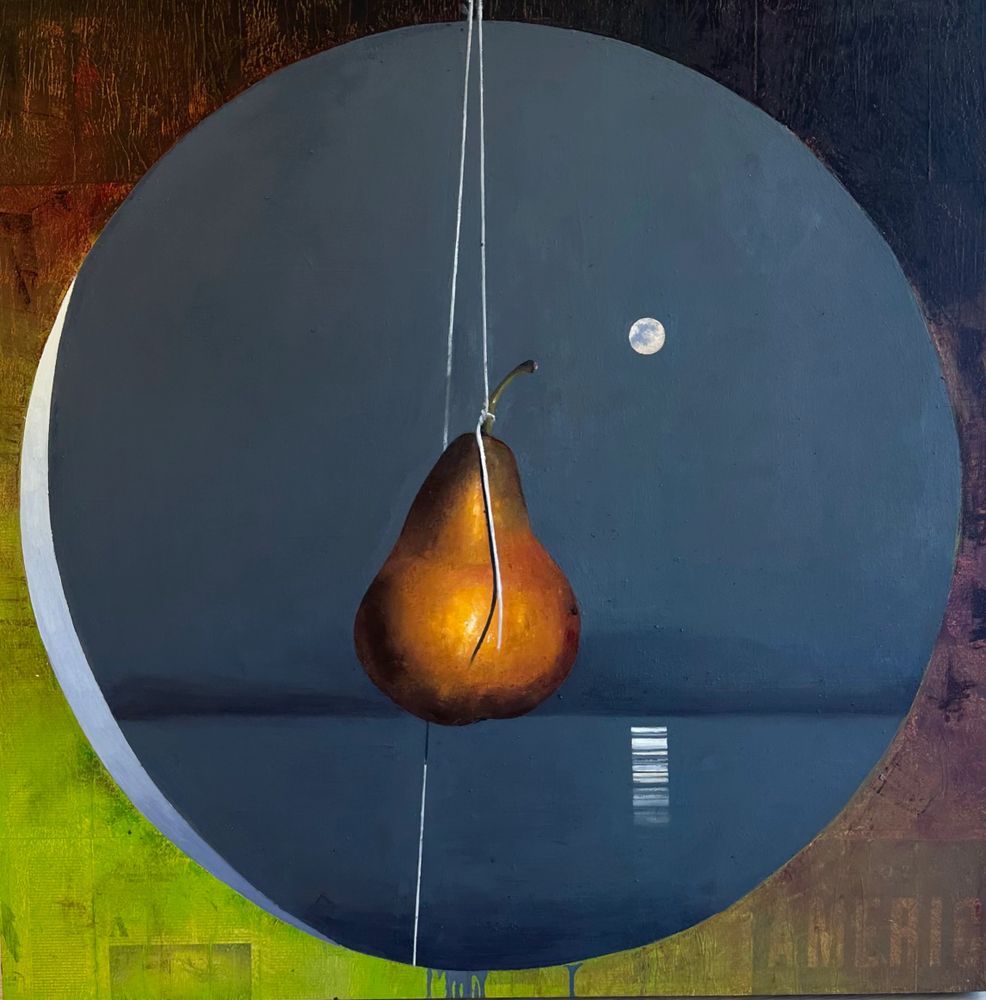 Pear on a string.